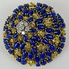 Large Vintage Diamond, Lapis and 18 Karat Yellow and White Gold Clip Brooch