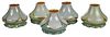 Five Steuben Pulled Feather Art Glass Shades