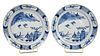 Two Blue and White Delftware Plates