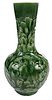 Green Foliate Relief Decorated Vase