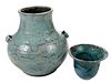 Two Pieces Jugtown Chinese Blue Pottery