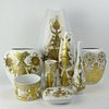Lot of Eight (8) Bjorn Wiinblad Studio Line Gold and White Pottery Items.