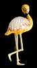 18k YG Enamel & Diamond Flamingo Brooch Pin