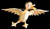 Vintage 18K Yellow Gold Duck Pin  w/Rubies