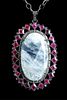 925 Pink Sapphire, Moonstone & Diamond Necklace