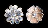 2 -14k White & Yellow Gold Leafy Diamond Pendants