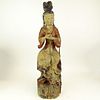 20th Century Chinese Polychrome Carved Wood Guanyin Figure