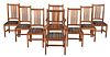 Eight Stickley Arts and Crafts Style Dining Chairs