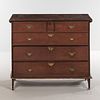 Red-painted Pine Chest over Two Drawers