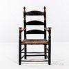 Black-painted Ladder-back Armchair