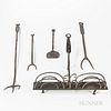 Five Wrought Iron Hearth Items
