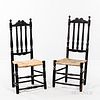 Two Similar Black-painted Bannister-back Side Chairs