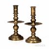 Pair of Large Brass Mid-Drip Candlesticks