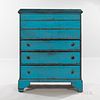 Robin's Egg Blue-painted Pine Chest over Three Drawers