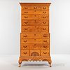 Queen Anne-style Dunlap School-type Carved Tiger Maple Chest-on-chest on Frame