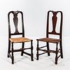 Two Queen Anne Vase-back Spanish-foot Side Chairs