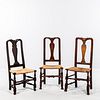 Three Queen Anne Maple Carved Vase-back Spanish-foot Side Chairs