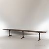 Large Red-painted Cherry and Pine Trestle-foot Dining Hall Table
