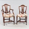 Set of Eight Hepplewhite-style Carved Mahogany Dining Chairs