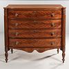 Federal Carved Mahogany and Mahogany Veneer Bowfront Chest of Drawers