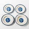 Four Staffordshire Historical Blue Transfer-decorated "Welcome Lafayette the Nations Guest" Plates