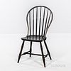 Black-painted and Paint-decorated Bamboo-turned Bow-back Windsor Side Chair