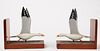 Pair of Carved Seagull with Fish Bookends