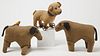 Three Folk Art Stuffed Dogs