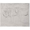 HÉCTOR XAVIER, Bisontes, Signed and dated 61, Silverpoint on paper, 15.9 x 20" (40.4 x 51 cm)