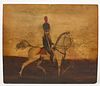 Painting on Panel of a Soldier on Horseback