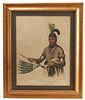 Print of Native American in Birdseye Maple Frame