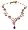 Vintage 14K Pearl and Amethyst Necklace
