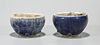 Pair Chinese Blue Glazed Porcelain Bowls