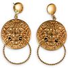 Pair Of 18k Gold Lion Head Earrings
