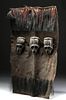 19th C. Naga Headhunter's Shield w/ Wood Monkey Skulls