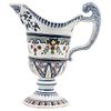FAÏENCE DE ROUEN FRANCE 18TH CENTURY HULL SHAPED PITCHER (AIGUIÈRE DE FORME CASQUE) Hand-decorated pottery with borders 11" (28 cm) tall