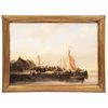 HENRI ADOLPHE SCHAEP MECHELEN 1826-AMBERES 1870 VISTA DE PUERTO Signed and dated 1847 Oil on wood 17.3 x 24.6" (44 x 62.5 cm)