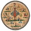 WOODEN TRAY WITH IMAGE OF THE VIRGIN DE SAN JUAN DE LOS LAGOS MEXICO, 20TH CENTURY Oil on wood 22.4" (57 cm) in diameter