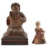 LOT OF TWO RELIGIOUS FIGURES MEXICO, 19TH CENTURY Polychrome wood carving 7.4" (19 cm) maximum size