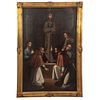 SIGNED CORREA (1666) MEXICO HALLAZGO DEL CUERPO DE SAN FRANCISCO Oil on canvas 64.9 x 3.9 x 42.1" (165 x 10 x 107 cm)