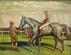 LG American Social Realist Jockey Horse Painting