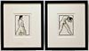 2PC Modern Nude Figure Lithographs