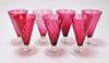 7PC Cranberry Glass Wine Glasses