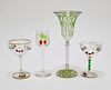 4PC Bohemian Art Glass Stemware Group