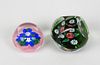2PC Charles Kaziun Jr. Faceted Flower Paperweights