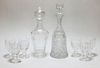 8PC Waterford Cut Crystal Wine Glasses & Decanters