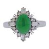 Platinum Jade Diamond Ring 