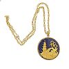 Vintage 18k Gold Lapis Pendant Necklace