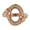 Mid Century 14k Rose Gold Diamond Ring Setting