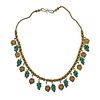 18k Gold Green Gemstone Grape Leaf Necklace 